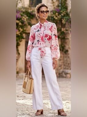 White House Black Market blouse Floral Sheer